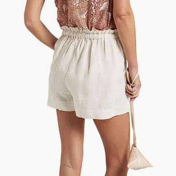 ULLA JOHNSON Women's Asa Striped Linen Shorts Size 00 In Beige - Picture 3 of 8